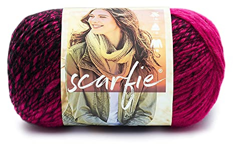 Lion Brand Yarn Scarfie - Strickgarn für Schals One Size schwarz/pink | Sperrige Acryl-Wollmischung, Strick- und Häkelfaser für selbststreifende Schals, bunte Strickjacken, grobe Decken, Hüte