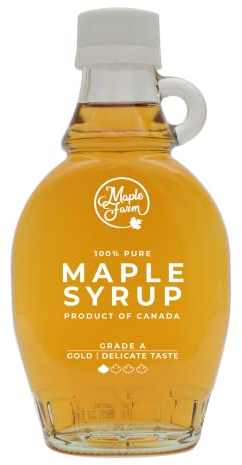 MapleFarm - Puro sciroppo d'acero Canadese Grado A, Gold Delicate taste - Bottiglia 189 ml (250 g) - Pure maple syrup - succo d'acero