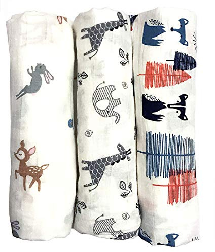 Levoberg Muselinas Bebe Algodon 120x120cm 3 mantas, Paños de Algodon 100% Muselinas Infantil recién nacido bebé toalla de baño Swaddle mantas
