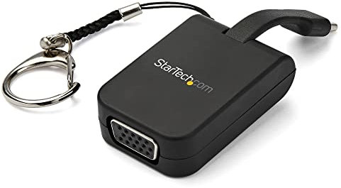 StarTech.com Compact USB C to VGA Adapter - 1080p USB Type-C to VGA Video Display Converter with Keychain Ring - Active USB-C DP Alt Mode to VGA Monitor Dongle - Thunderbolt 3 Compatible (CDP2VGAFC)