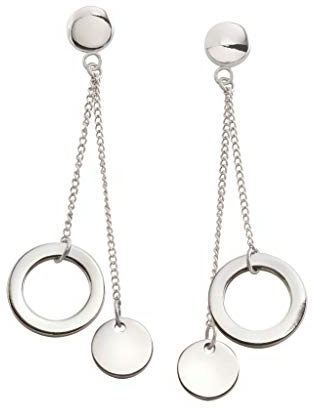 Boccia Ohrringe aus poliertem Reintitan, in der Farbe: Silber, hautfreundlich, Maße: 55 x 12 mm, 05042-01