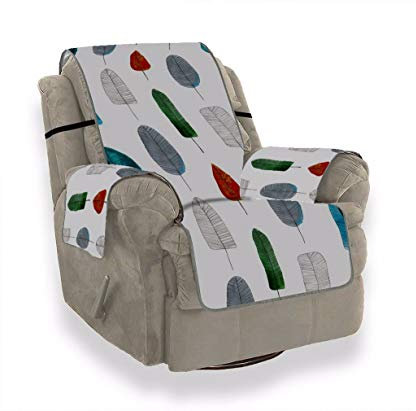 A.Monamour Sofabezug Sofaüberwurf Sesselschoner Geometrisches Handgezeichnetes Aquarell Buntes Blattmuster Samt Sesselbezug Sesselhusse Sessel Abdeckung Sesselschutz Stuhl Abdeckung Stuhlschutz