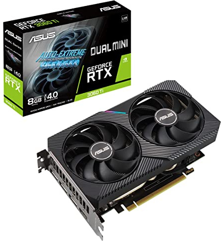 ASUS Dual NVIDIA GeForce RTX 3060 Ti V2 MINI – Carte Graphique (PCIe 4.0, 8GB GDDR6, LHR, HDMI 2.1, DisplayPort 1.4a, format compact pour petits châssis comme Intel NUC 9 Kits)