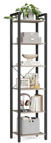 VASAGLE Regal Bücherregal Standregal mit offenen Ablagen | Bücherregal, Standregal, offene Ablagen, greige-tintenschwarz, LLS101B02