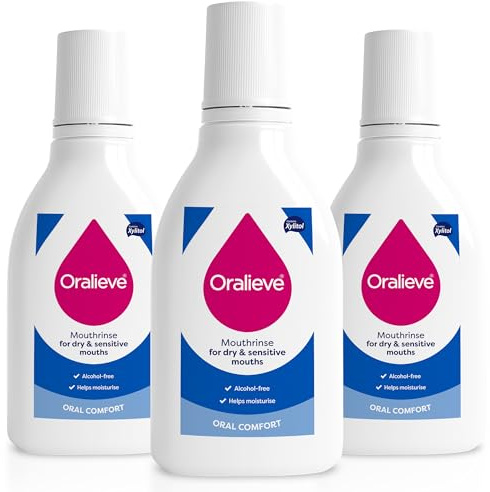 Oralieve Alcohol-Free Mouthrinse (3 x 500ml), Mouthwash with Fluoride for Dry or Sensitive Mouths. Mild Mouth Wash - Genuine Oralieve Dry Mouth Mouthwash