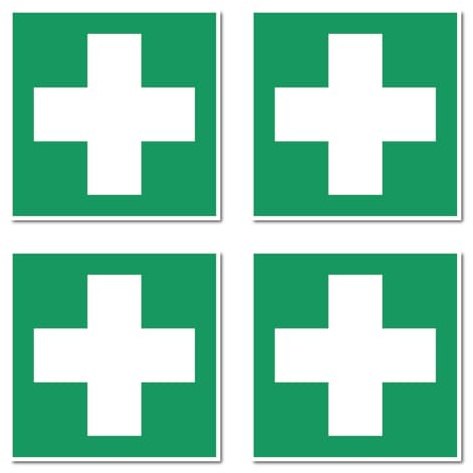 Erste Hilfe, Rettungszeichen: E003 - DIN EN ISO 7010 / ASR A1.3 - Aufkleber: 7.5 cm, 4 Stück