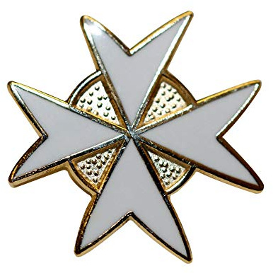 Knights of Malta Anstecknadel, Emaille, weißes Kreuz, Metall