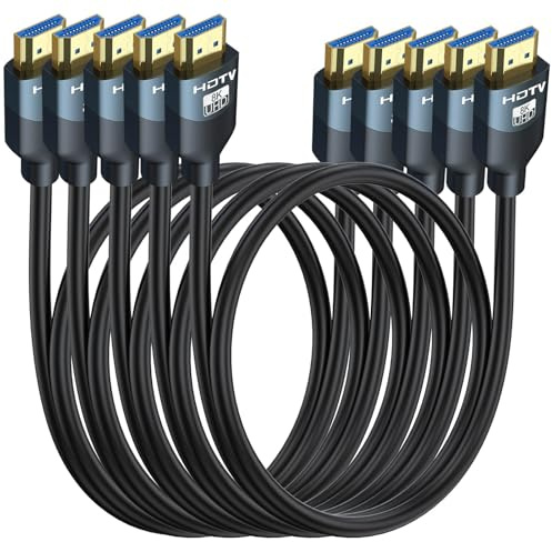 8K HDMI 2.1 Cables 6FT 5-Pack, High Speed HDMI Gaming Monitor Cable for PS5 TV-8K ARC&eARC HDMI Cord-165/180/240Hz, HDCP2.3, 3D/HDR10 for Soundbar, PS5, PS4, TV, Xbox, Roku, Cinema, Computer, Monitor