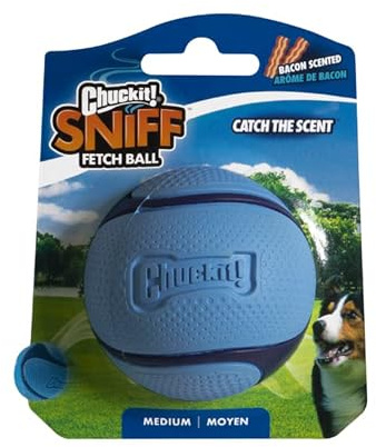 Chuckit! Sniff Ball Durable High Bounce Bacon Scented Rubber Dog Toy Medium 1 Pack