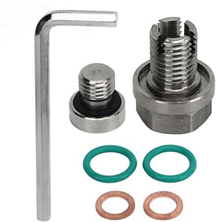 Focket M14.1-1.5x15mm Stainless Steel Oil Drain Plug with Hex Wrench, Anti Leakage O Ring, Gasket, Oversize Piggyback Drain Plug Self Tapping Oil Pan Thread Repair Kits (M14.1-1.5x15mm)