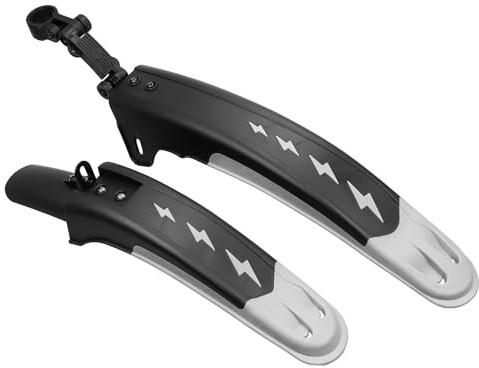 MAKELEN Fahrrad-Schutzblech-Set, vorne und hinten, 2-teilig, universelle Vollabdeckung, dick, breit, verstellbar, für MTB, Rennrad, Mountainbike, Schwarz und Grau