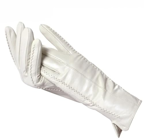 Damen-Handschuhe, Schaffell, Winterhandschuhe, mehrere Farben, Lederhandschuhe für Damen, beige, 8.5