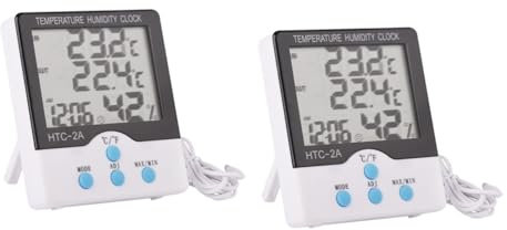 Kisangel Raumthermometer Innen 2st Hygrometer Feuchtigkeitsmesser Temperaturmesser Weiß Thermometer Digitaler Bildschirm Plastiktisch