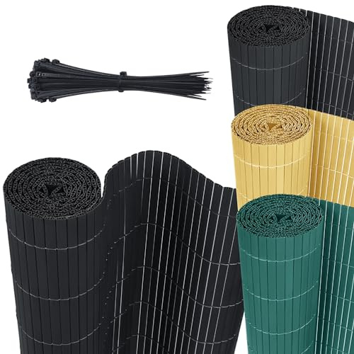 JOIEYOU Sichtschutzmatte PVC Sichtschutzzaun Sichtschutz, Balkonverkleidung Sichtschutz mit Kabelbindern Privatsphäre PVC Zaun Windschutz Blickdicht(90x300cm,Anthrazit)