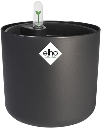 elho B.for Soft Rund mit Selbstbewässerungssystem - Blumentopf für Innen - 100% Recycelter Kunststoff - Ø 22 cm - Schwarz/Anthrazit