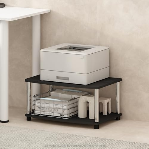 Furinno Turn-N-Tube Soporte para Impresora con Almacenamiento Mesa De 2 Niveles Bajo Escritorio para CPU Suministros De Oficina Oficina En Casa Americano
