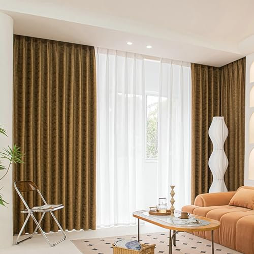 Bishilin Vorhänge Blickdicht mit Ösen, Verdunkelungsvorhänge Braun 2er Set Landhausstil Einfach 137x274CM Wohnzimmer Schlafzimmer Gardinen und Vorhänge