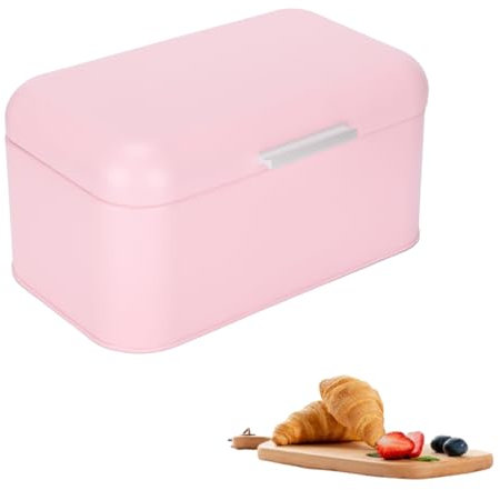 Beufee Panera, Caja de pan de metal rosa Caja de pan de granja Contenedor de almacenamiento de pan grande Soporte para pan para encimera de cocina Contenedor de almacenamiento de pan,