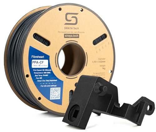 Siraya Tech Fibreheart PPA-CF Core Black 3D-Druckerfilament –PPA-Nylon mit 25% im Kern konzentrierter Kohlefaser, ultrastark, hitzebeständig, geringe Verformung für die Automobilindustrie (1 kg)