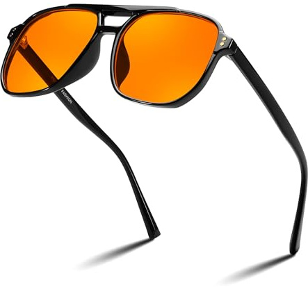 FEISEDY Retro 70er Blaulichtfilter Brille Amber Getönt G2835