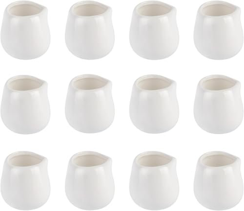 MEHICON 10 PCS White Ceramic Milk Jug,Porcelain Milk Small Jug, Syrup Server, Gravy Jug, Sauce Pots, Mini Ceramic Serving Pitcher for Coffee Milk Creamer and Sauces(50ml)