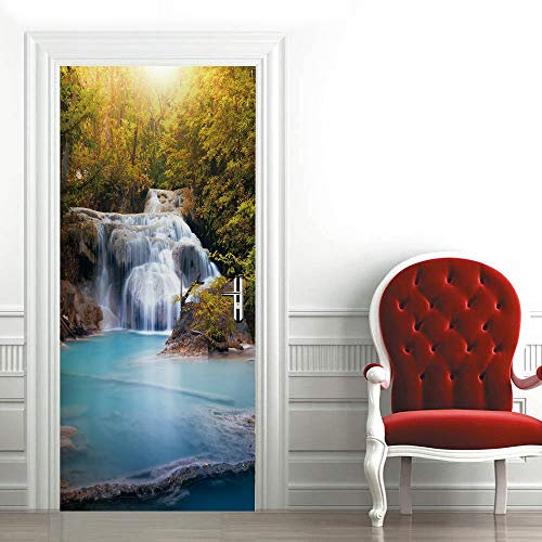 Türtapete Selbstklebend Wasserfall Tür Türtapete Selbstklebend Türposter,Fototapete Selbstklebend 3D Pvc Türaufkleber Diy Türbild,Türfolie Poster Tapete B85 x H205cm