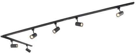 Qazqa Système d'éclairage sur rail moderne avec 6 spots noirs monophasés 300 cm - Iconic Jeana