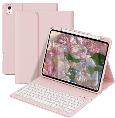 zoyu Hülle mit Tastatur für iPad (A16) 11/10 Generation 11/10,9 Zoll | Magnetische Kabellose Abnehmbare Tastatur, Dünn und leicht für iPad 11 Zoll 2025 /iPad 10,9 Zoll 2022,Rosa