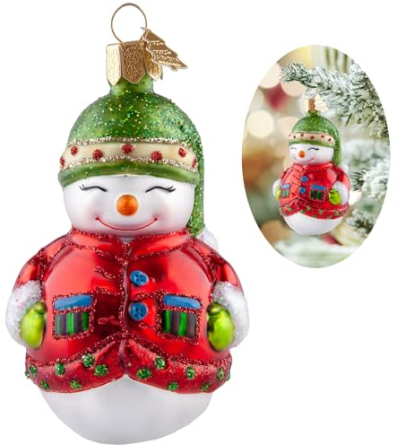 Hzyc Snowman Christmas Ornament, Hand-Blown Glass Christmas Tree Decoration | Smiling Snowman Collection Figurine, Hanging Glass Ornament for Snowman Lovers Holiday Party Home Gifts