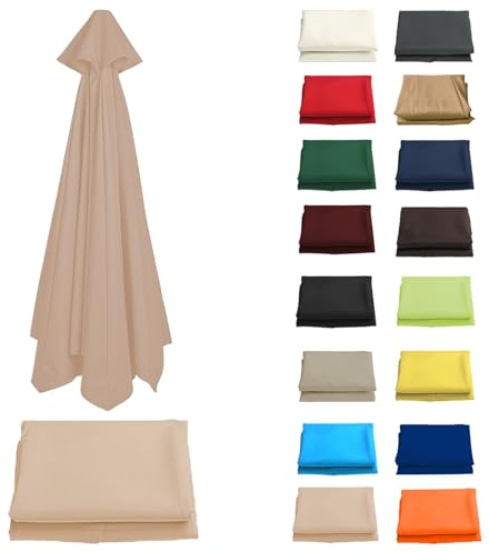CMJYMX Auvent De Rechange Rond De 200-350cm pour Parasol (6/8 Baleines) Toile De Parasol Deporté, Imperméable, Housse De Rechange pour Plage/Piscine/Jardin Parasol(Champagne,8 Ribs: 350CM/11.5FT)