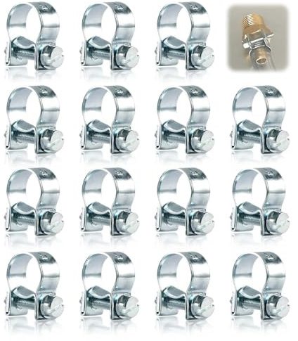 Nevoluxer 15 Pièces Collier de Serrage Métallique Inox 12-14mm, Colliers Serrage Tuyau, Réglables pour Pince Collier Echappement et Tuyau de Carburant