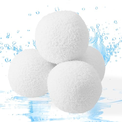 4 Pcs Effective Floating Sponge Hot Tub Scum Absorber for Hot Tubs and Pools,Oil and Dirt Control Pool White Filter Balls - Eco-Friendly Spa Accessories,Reusable Easy-to-Use Scum Balls Hot Tub