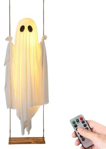 Decoración de Fantasma de Halloween, decoración de Fantasma Aterrador Iluminado al Aire Libre | Accesorios Gigantes de Halloween con Control Remoto para Interiores y Exteriores, hogar, jardín,