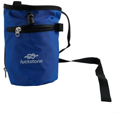 Yuanpgky Sac à craie pour escalade, bloc et haltérophilie, tissu Oxford 420D avec intérieur doublé en polaire, design anti-fuite, matériau imperméable, ceinture réglable (bleu)
