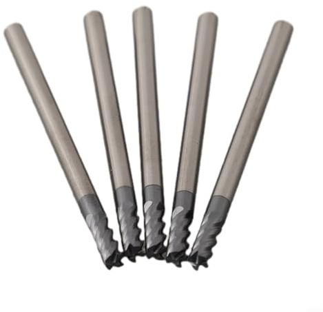 5 Stück 3 mm Vollhartmetall-Schaftfräser-Set mit 4 Rillen, mit beschichtetem Schaft für Holzbearbeitung, Metallbearbeitungswerkzeuge, kompatibel mit CNC-Maschinen