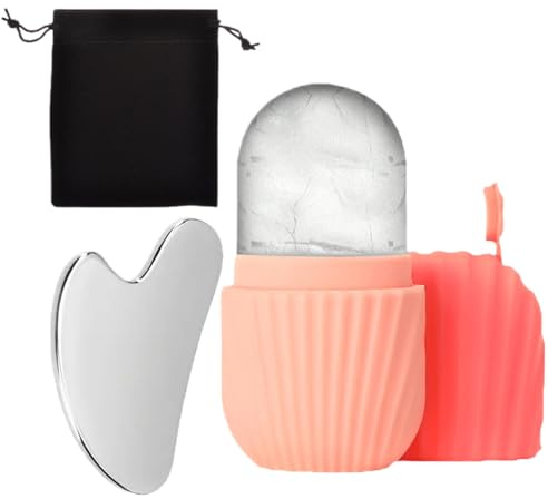 -Gesichtsroller – Set mit Massage-Tools aus glasiertem Silikon | reduziert Schwellungen der Poren, tägliche Pflege, mit Aufbewahrungstasche für Frauen und Mädchen