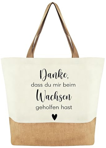Erzieherin Geschenk Tasche Danke Erzieherin Abschied – Geschenk Erzieherin Abschied Baumwoll Jutetasche Danke Dass Du Mir Beim Wachsen Geholfen Hast - Große Einkaufstasche für Kita Lehrerinnen
