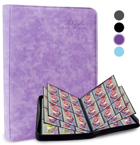 JOYUE Samlarkortalbum, Stort Samlarkortalbum, Kortmapp med 9 fack, 540 kort, Samlarmapp Kort PU-samlarboken Fotbollskort, Byteskortmapp för TCG-kort, MTG (Lila)