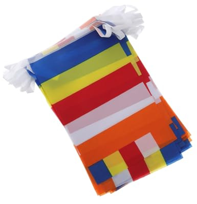 AMUSLESUR Buddhistische Gebetsfahnen aus Polyester in Fünf Farben Blau Gelb Weiß Rot Orange für Spirituelle Dekoration im Innenbereich und Innenhof als Flaggenbanner