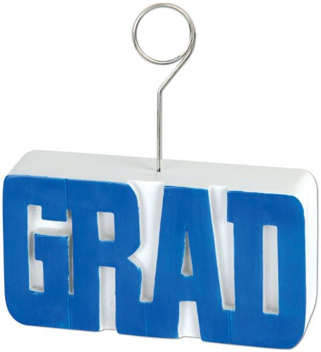 Beistle Graduate foto/ballonghållare, blå/vit
