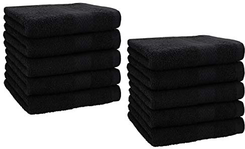 Betz Lot de 10 Serviettes débarbouillettes lavettes Taille 30x30 cm en 100% Coton Premium Couleur Noir