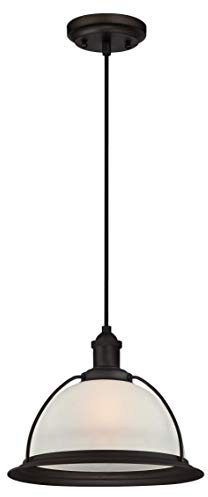 Westinghouse Lighting 6336940 A++ to E, Einflammige Pendelleuchte, Ausführung mit Milchglas, Geölte Bronze, 30 x 30 x 155 cm