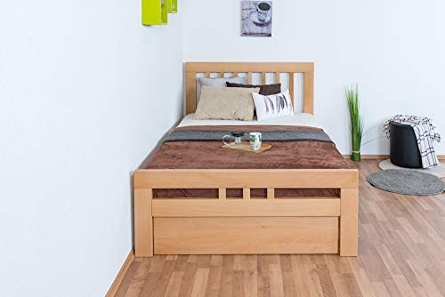 Steiner Shopping Einzelbett/Gästebett Easy Premium Line K8 inkl. 1 Abdeckblende, 120 x 200 cm Buche Vollholz massiv Natur