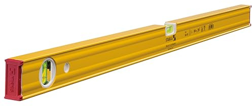 STABILA Wasserwaage Type 80 AS, 90 cm, verstärktes Alu-Profil, 1 Horizontal-Libelle, 1 Vertikal-Libelle, integrierte Rutsch-Stopper, Made in Germany, Gelb