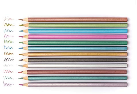 Baker Ross AR934 Metallic-Buntstifte für Kinder – perfekt für kreative Bastelarbeiten (12 Stück)