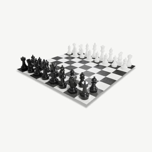 Uber Games Gartenschach XXL, 32 Schachfiguren bis 30 cm, 140x140 cm | UV-beständiges PVC, wasserdicht, Wahlweise mit Kunststoff-Schachbrett, oder Nylon-Schachmatte, 138x138 cm