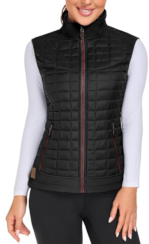 Little Donkey Andy Leichte Puffer Weste Damen Warme Ärmellose Outdoorjacke Wandern Reisen Laufen, Black M