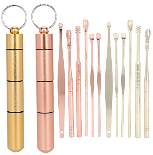 Sonew 2 Set Ear Wax Removal Kit, Edelstahl Ohrlöffel Scoop Ear Wax Pick Ohrenschmalz Reinigungswerkzeug Ohrreiniger für Erwachsene(#1)