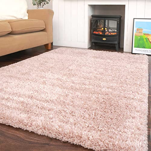Blush Pink Modern Rug Living Room Extra Large Small Medium Rectangular Size Soft Touch Thick Pile Bedroom Area Rugs Non Shedding 120cm x 170cm
