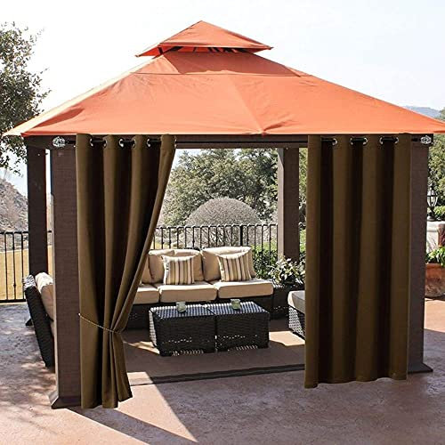 Panneau de Rideau de Patio occultant extérieur Waterpof de Couleur Unie pour Balcon de pavillon de Ferme-Moka, L250 x L275cm 1PC, Tab Top